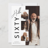 Hello SIXTY' Modern Photo Collage 60th Birthday Einladung (Vorderseite)