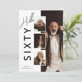 Hello SIXTY' Modern Photo Collage 60th Birthday Einladung (Stehend Vorderseite)