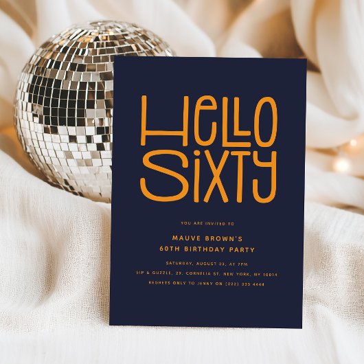 HELLO SIXTY Moderner 60. Geburtstag Einladung