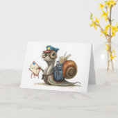 Hello Snail Postman Postverschickt Mail Karte (Gelbe Blume)