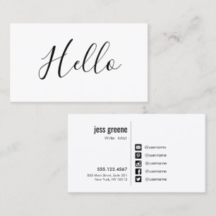 HELLO Social Media Icons Networking Business Card Visitenkarte
