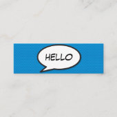 HELLO Speech Bubble Fun Blue Comic Book Mini Visitenkarte (Vorderseite)