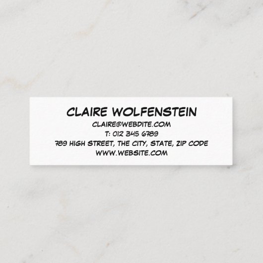 HELLO Speech Bubble Fun Blue Comic Book Mini Visitenkarte (Rückseite)