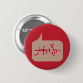 Hello Speech Bubble Red Button (Vorne & Hinten)