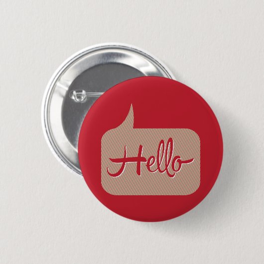 Hello Speech Bubble Red Button (Vorne & Hinten)