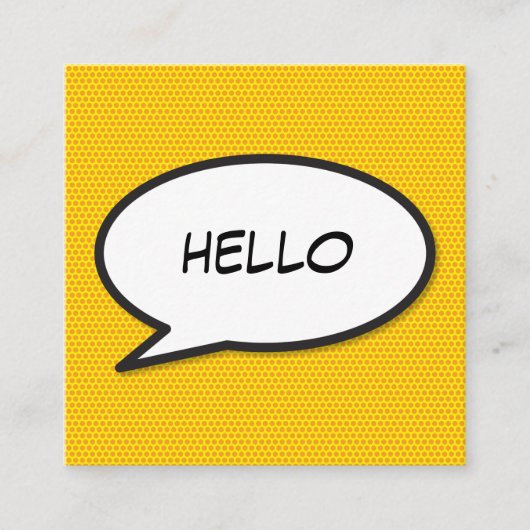 HELLO Sprechblase Spaß Retro Comic Buch Quadratische Visitenkarte (Vorderseite)