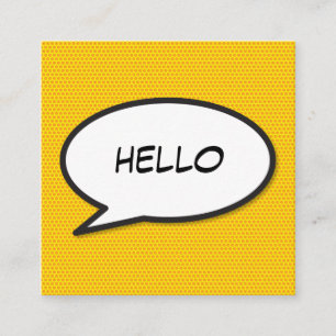 HELLO Sprechblase Spaß Retro-Comicbuch Quadratische Visitenkarte