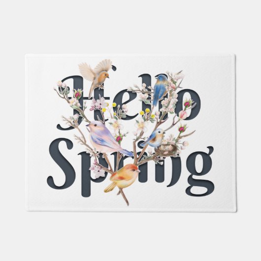 Hello Spring Birds Fußmatte (Vorderseite)