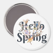 Hello Spring Birds Magnet (Vorderseite/Rückseite)