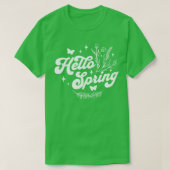 Hello Spring Blume Niedlich Floral und Butterf T-Shirt (Design vorne)