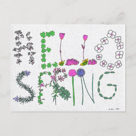 Hello Spring Blumen Postcard Feiertagspostkarte