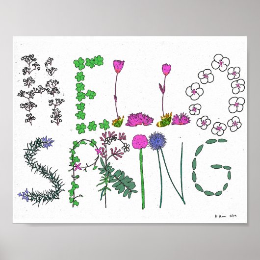 Hello Spring Blumen Poster (Vorne)