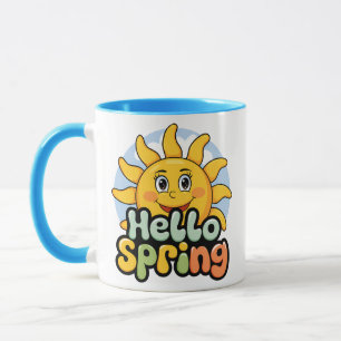 Hello Spring: Die Sonne lächelt und der blaue Himm Tasse