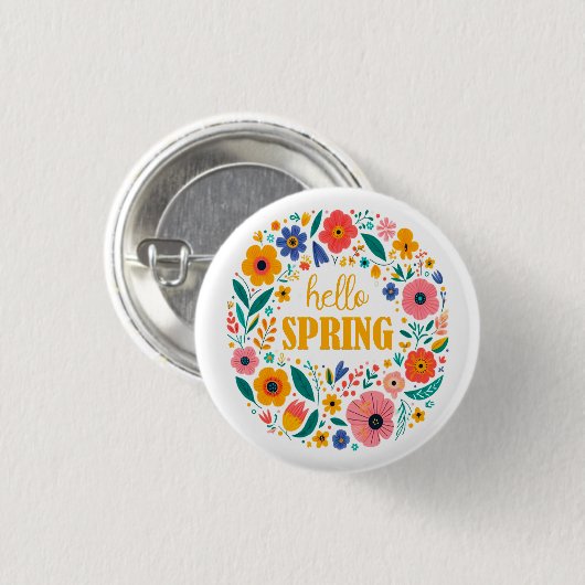 Hello spring floral button (Vorne & Hinten)