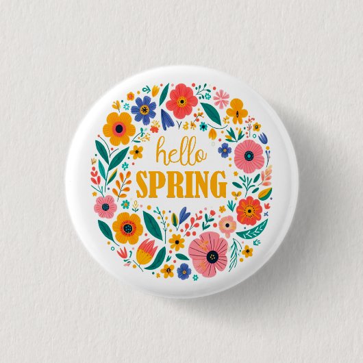 Hello spring floral button (Vorderseite)