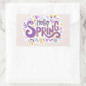 Hello Spring Floral Rechteckiger Aufkleber (Tasche)