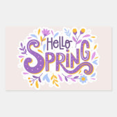 Hello Spring Floral Rechteckiger Aufkleber (Vorderseite)