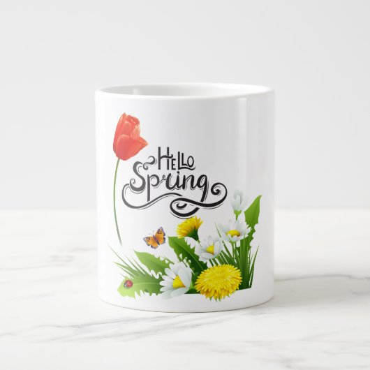 Hello Spring Floral Tasse - Niedlicher saisonaler  (Vorderseite)