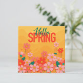 Hello Spring Flowers Grußkarte (Stehend Vorderseite)