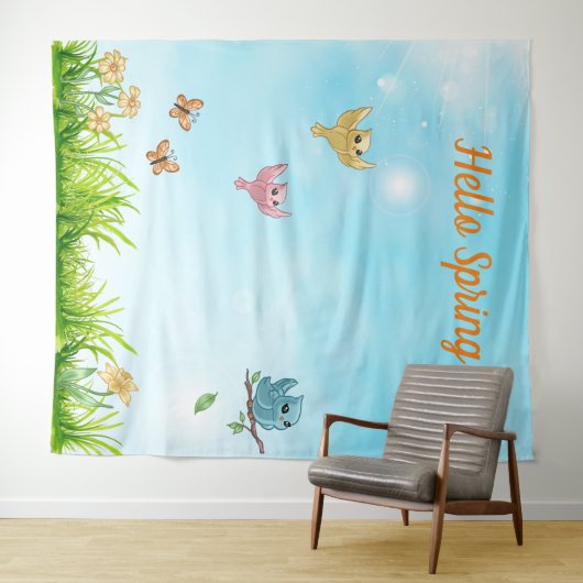 Hello Spring Foto Party Hintergrund Wandteppich (Beispiel (Horizontal))