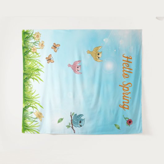 Hello Spring Foto Party Hintergrund Wandteppich (Vorderseite (Horizontal))