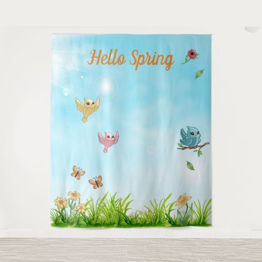 Hello Spring Foto Party Hintergrund Wandteppich (Vorderseite)