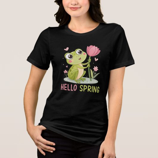 Hello Spring Frog, Nature Lover Tri-Blend Shirt (Vorderseite)