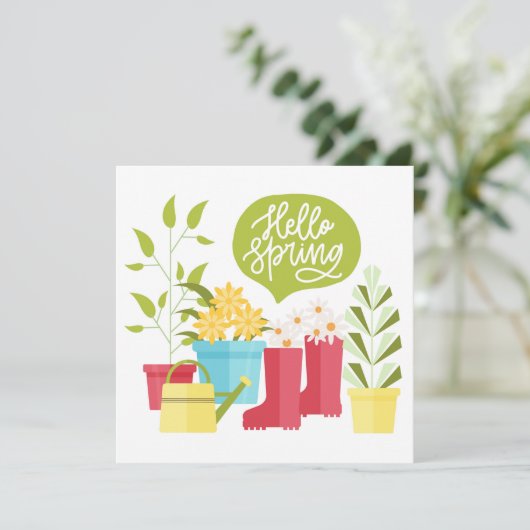 Hello Spring Garden Blume Grußkarte (Stehend Vorderseite)