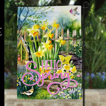 Hello Spring Garden Flag - Affodien