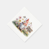 Hello Spring Garden Gnome: Cute Gnome with Braids Serviette (Ecke)