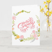 Hello Spring Greeting Card Floral Wreath Karte (Gelbe Blume)