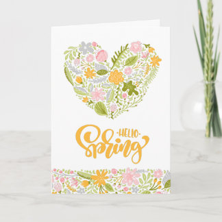 Hello Spring Greeting Card with Floral Heart Karte