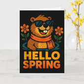 Hello Spring Groundhog Sungles Flowers Tank Top  Karte (Gelbe Blume)