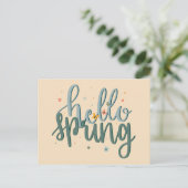 Hello Spring Handschrift Postcard Postkarte (Stehend Vorderseite)