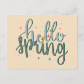 Hello Spring Handschrift Postcard Postkarte (Vorderseite)