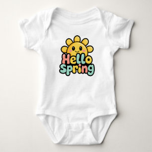 Hello Spring: Kawaii-Sonne und Weichfarben Baby Strampler
