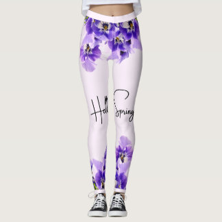 Hello Spring Lila Color Blume Design Leggings