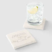 Hello Spring Minimal Bunny Line Art Steinuntersetzer (Seitenansicht)