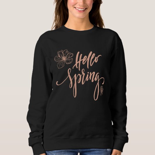Hello Spring Minimalist Flower Spring Break Sweatshirt (Vorderseite)