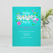 Hello Spring Party Einladung (Stehend Vorderseite)