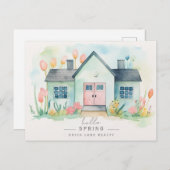 Hello Spring Pastel House Real Anwesen Marketing Postkarte (Vorne/Hinten)