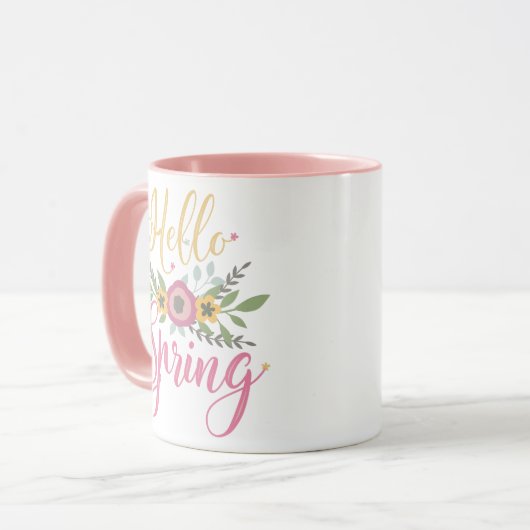 HELLO SPRING - pastellfarbene Blume Tasse (Vorderseite Links)