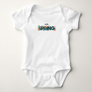 Hello Spring Pattern Schöne Blume Pflanze Baby Strampler