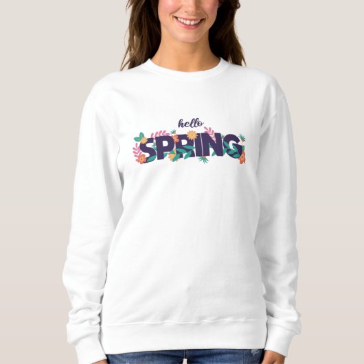 Hello Spring Pattern Schöne Blume Pflanze Sweatshirt (Vorderseite)