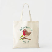 Hello Spring Personalisiert Retro Robin Niedlich B Tragetasche (Vorne)