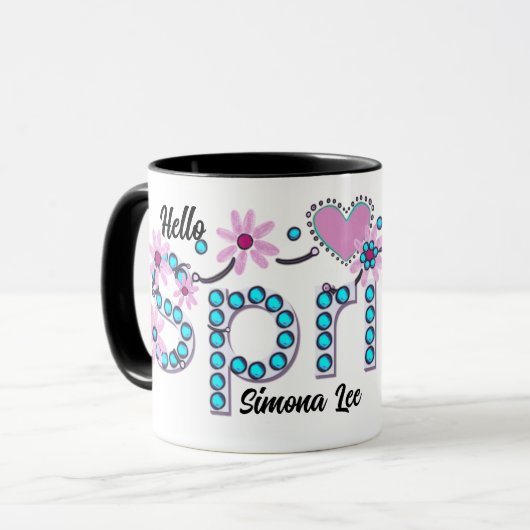 Hello Spring Personalisiertes Geschenk Tasse (Vorderseite Links)