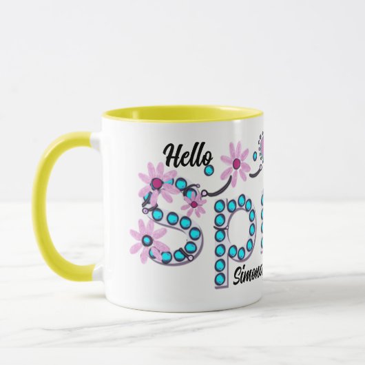 Hello Spring Personalisiertes Geschenk Tasse (Links)