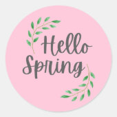 Hello Spring Pink Pastel  Springtime  Runder Aufkleber (Vorderseite)