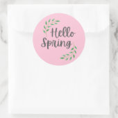Hello Spring Pink Pastel  Springtime  Runder Aufkleber (Tasche)