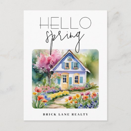 Hello Spring Real Anwesen Marketing Postkarte (Vorderseite)